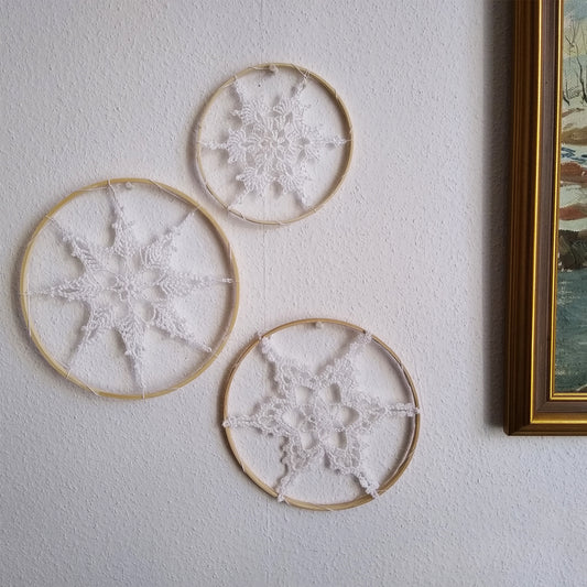 ❄️ №20 Set of Snowflakes in Wooden Circles